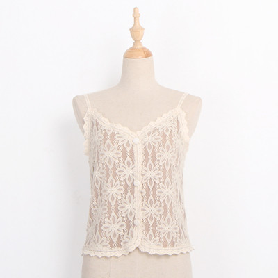 Κομψό λευκό αμάνικο  δαντέλας με ροζ φόδρα