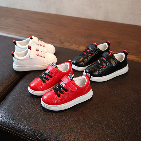 Adidași copii din piele ecologică pentru fete în trei culori cu legături imitație