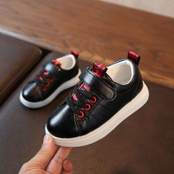 Adidași copii din piele ecologică pentru fete în trei culori cu legături imitație