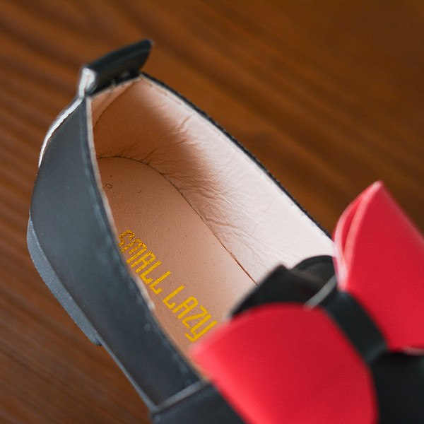 Pantofi copii eleganti pentru fete in trei culori cu panglica decorativa