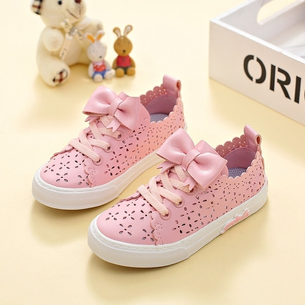 Adidași de vară pentru copii pentru fete în trei culori cu element panglică