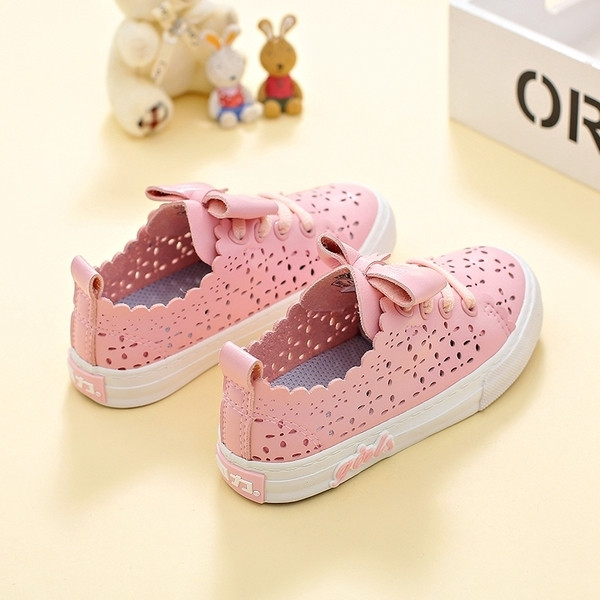 Adidași de vară pentru copii pentru fete în trei culori cu element panglică