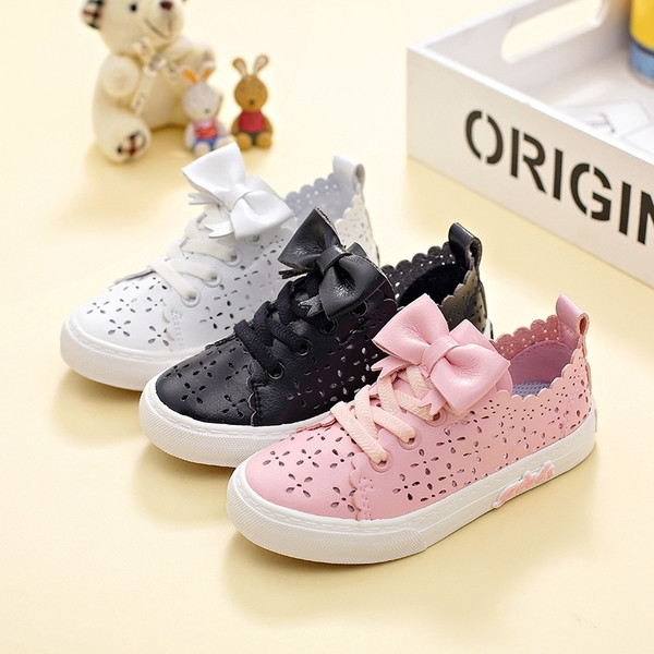 Adidași de vară pentru copii pentru fete în trei culori cu element panglică