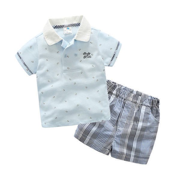 Set zilnic pentru copii pentru baieti in doua parti in albastru