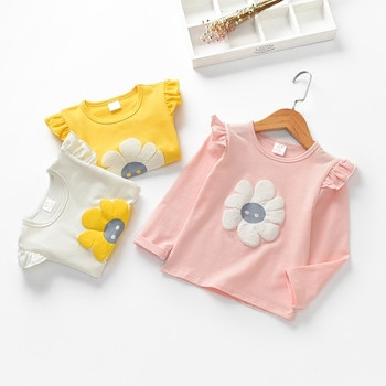 Μακρυμάνικη μπλούζα με μακριά μανίκια για κορίτσια με φυτικό μοτίβο σε τρία χρώματα
