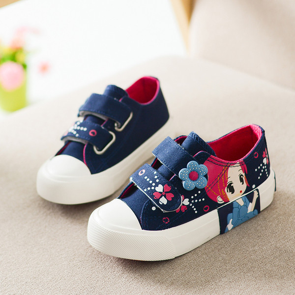 Adidasi copii pentru fete in mai multe culori cu motive florale si imprimeu