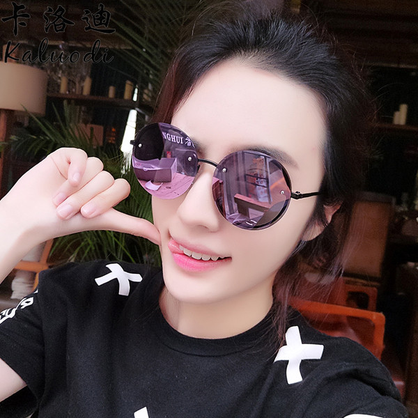 Nou! Ochelari de soare moderni de dama cu lentile rotunde si rama subtire in mai multe culori