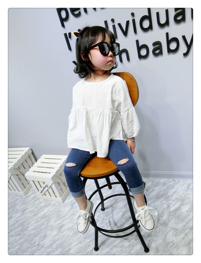 Blugi rupți pentru copii pentru fete în albastru