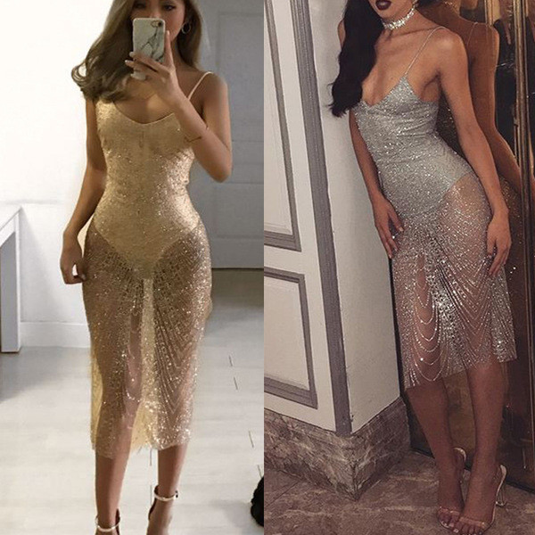 Rochie de dama lunga transparenta si foarte impresionanta cu corp atasat