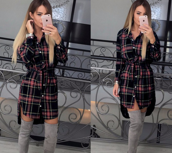 Cămașă lungă în carouri sportiv-elegantă pentru doamne