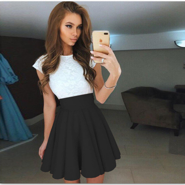 Rochie de dama eleganta in culori vii cu dantela si panglica