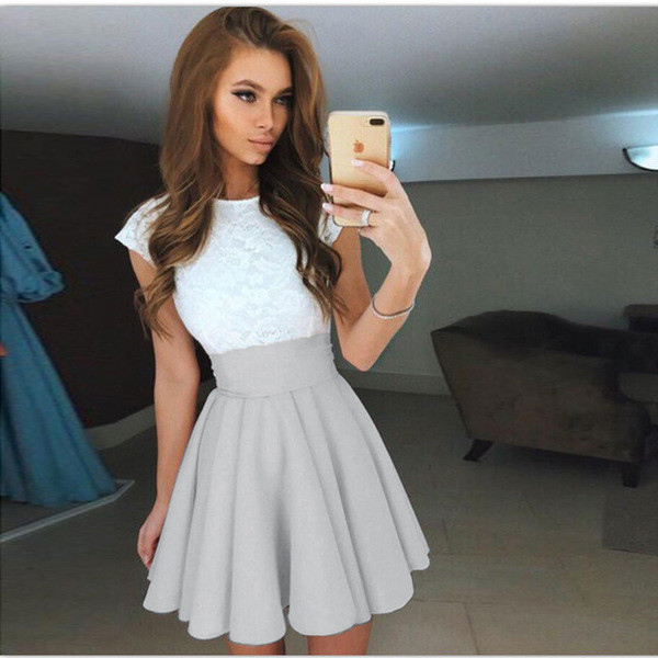 Rochie de dama eleganta in culori vii cu dantela si panglica