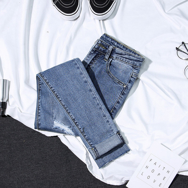 Blugi casual dama model slim - rupti, in doua culori