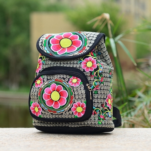 Rucsac elegant de dama cu motive florale in diferite culori