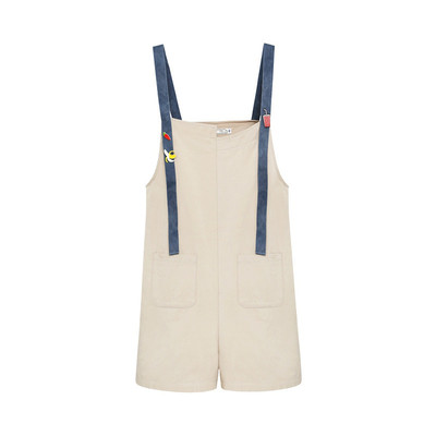 Salopeta casual dama cu mini decor 3D in culoarea bej