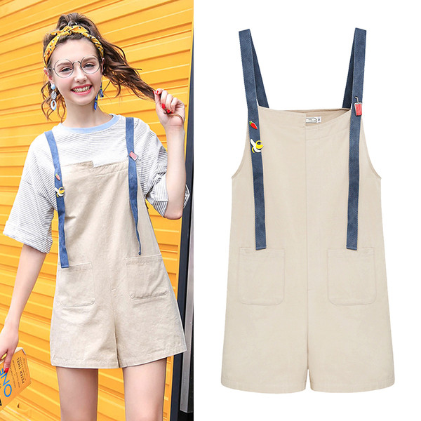 Salopeta casual dama cu mini decor 3D in culoarea bej