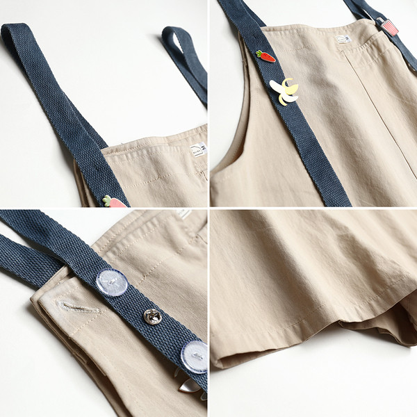 Salopeta casual dama cu mini decor 3D in culoarea bej