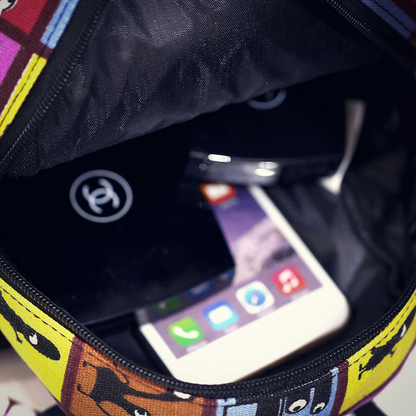 Rucsac mic colorat pentru femei cu imprimare 3D