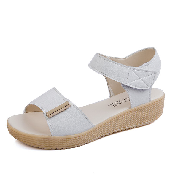 Sandale casual dama cu platforma joasa in trei culori - alb, roz si albastru