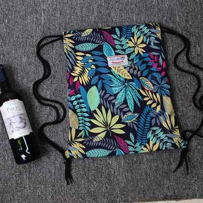 Γυναικείο σακίδιο με floral εκτύπωση με διπλές λεπτές λουρίδες