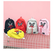 Rucsac de dama modern in mai multe culori cu broderie si cravate decorative