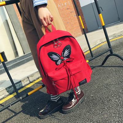 Rucsac de dama modern in mai multe culori cu broderie si cravate decorative