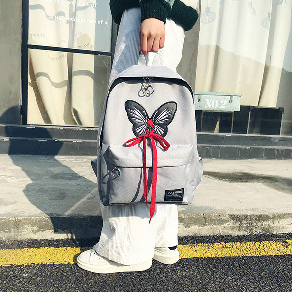 Rucsac de dama modern in mai multe culori cu broderie si cravate decorative