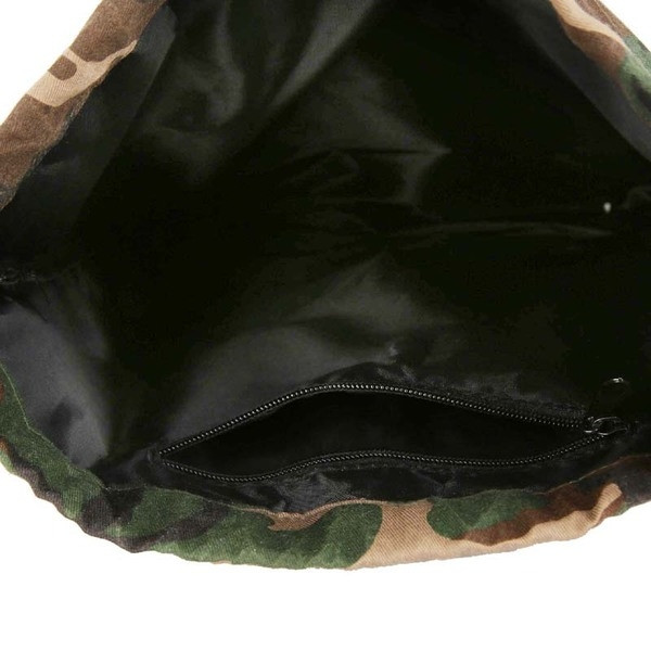 Rucsac de damă cu buzunar exterior și bretele subțiri cu model de camuflaj