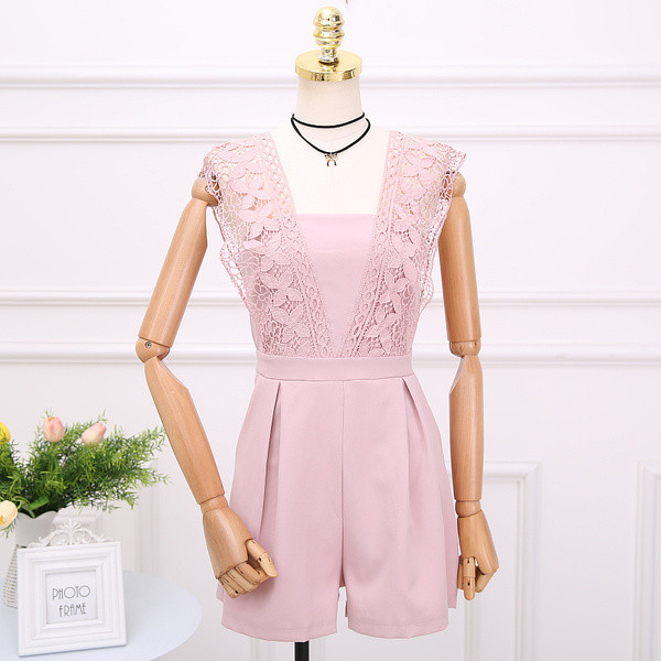 Salopeta scurta de dama eleganta cu dantela in mai multe culori