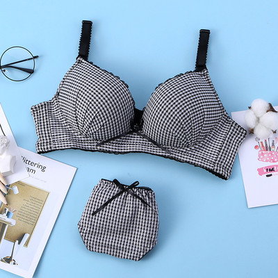 Women`s casual plaid bra with pads in different colors