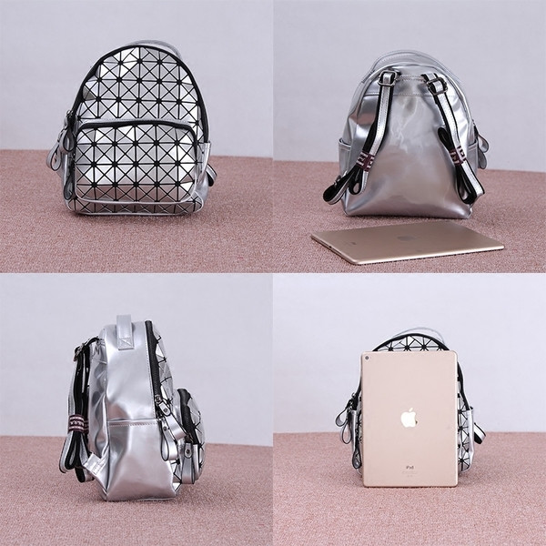 Eko bőrből készült stílusos női hátizsák geometrikus figurákkal, két színben