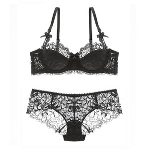 Finom női csipke fehérnemű-stúdió-bikini szett fém díszítéssel négy színben