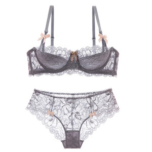 Finom női csipke fehérnemű-stúdió-bikini szett fém díszítéssel négy színben