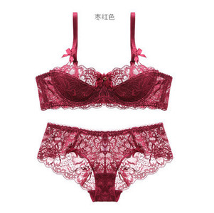 Finom női csipke fehérnemű-stúdió-bikini szett fém díszítéssel négy színben