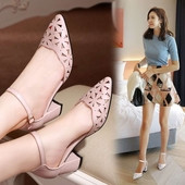 Дамски сандали на ток с дупки, затворени и заострени в няколко цвята