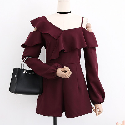 Stílusos női overall hosszú ujjal, V-nyakkal, több színben