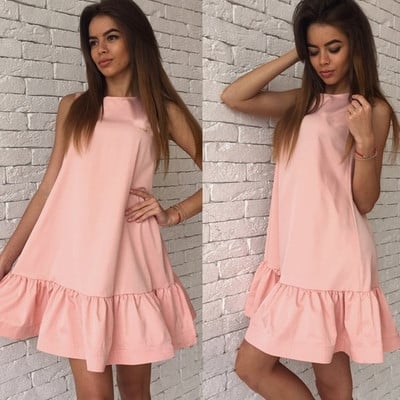 Rochie draguta de vara pentru doamne in model decupat si culori pastelate