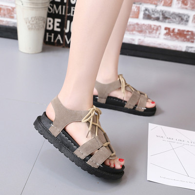 Sandale de dama cu bretele groase si sireturi, pe platforma si in mai multe culori