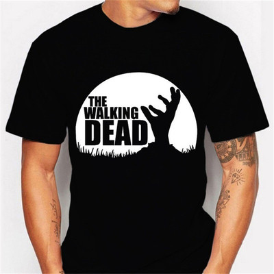 Férfi blúz rövid ujjal, O-alakú gallérral és mintával