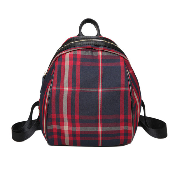 Rucsac mic de damă în carouri cu bretele lungi reglabile
