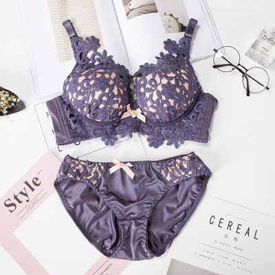 Set de dama modern din doua parti - sutien si bikini cu broderie in mai multe culori