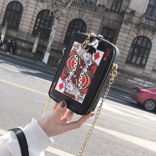 Geanta mini de dama in forma dreptunghiulara cu imprimeu si maner metalic