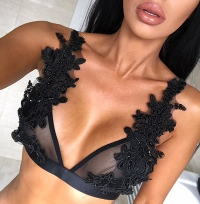 Γυναικείο αμάνικο με ενδιαφέρουσα 3D floral διακόσμηση σε δύο χρώματα