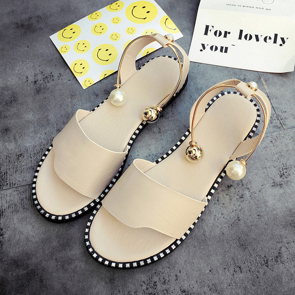 Sandale de dama HIT din piele ecologica cu lant metalic terminat cu margele