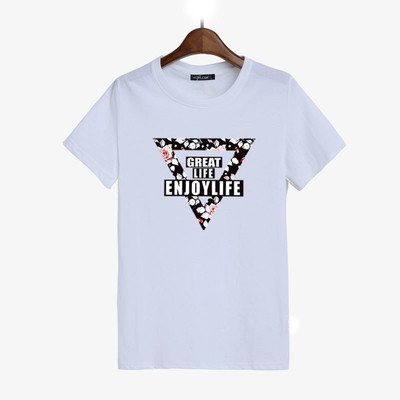 T-shirt με κοντό μανίκι σε λευκό και μαύρο χρώμα με διαφορετικές εφαρμογές