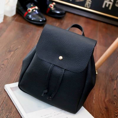 Women`s clean backpack in black color made of eco leather