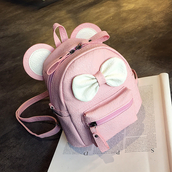 Rucsac mic de dama din piele ecologica in mai multe culori cu decor cu panglica 3D