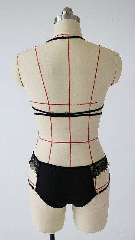 Set de dama modern din dantela de ancora in negru