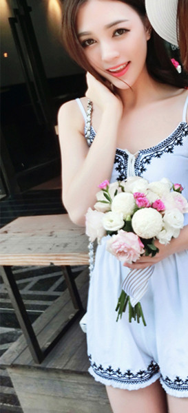 Salopete casual de dama in alb si negru