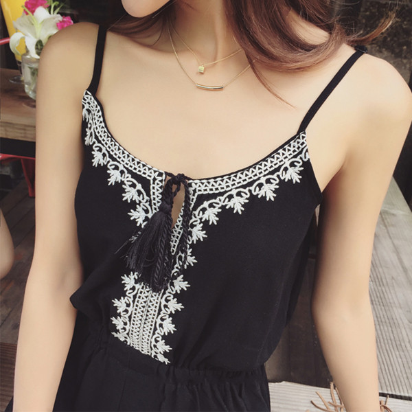 Salopete casual de dama in alb si negru